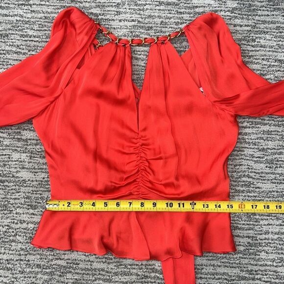 NWT Veronica Beard Yulita Cut-Out Silk-Blend Top Watermelon Size 6 - Picture 12 of 15